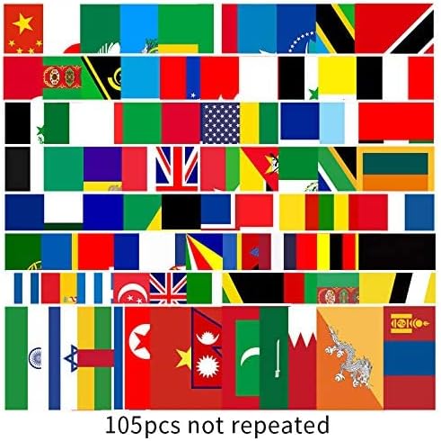 Calcomanías de banderas del mundo para computadora portátil (100 unidades), regalo para adolescentes, niños y niñas, calcomanías estéticas de
