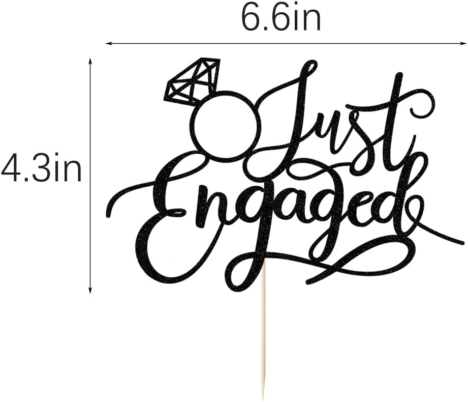 Just Engaged – Decoración de pastel para decoración de fiesta de compromiso, letrero de anillo de compromiso, decoración de pastel de compromiso