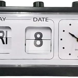 TAMOSH Reloj despertador mecánico novedoso reloj digital de escritorio con calendario, decoración del hogar, decoración retro, negro TAMOSH Reloj despertador mecánico novedoso reloj digital de escritorio con calendario, decoración del hogar, decoración retro, negro