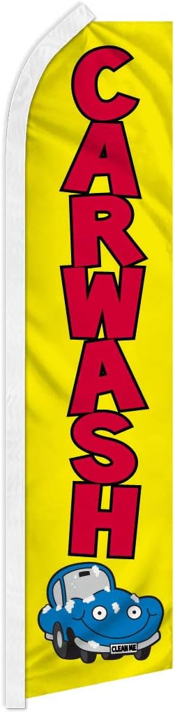 Bandera de publicidad de Swooper amarilla para lavado de autos, perfecta para tiendas de rendimiento, mecánica, reparación de automóviles, tiendas