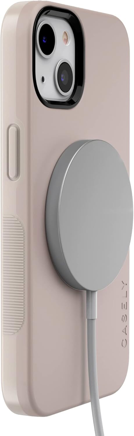 Casely Funda para iPhone 14  Taupe on Nude  Crema estética beige sólido neutro  Compatible con MagSafe