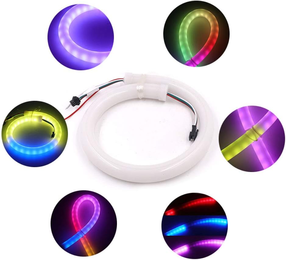 XUNATA Cuerda de luz LED RGB de neón, 6.6 pies de píxel inteligente direccionable individualmente SK6812 60 LEDsm, letrero de neón, DC 5V