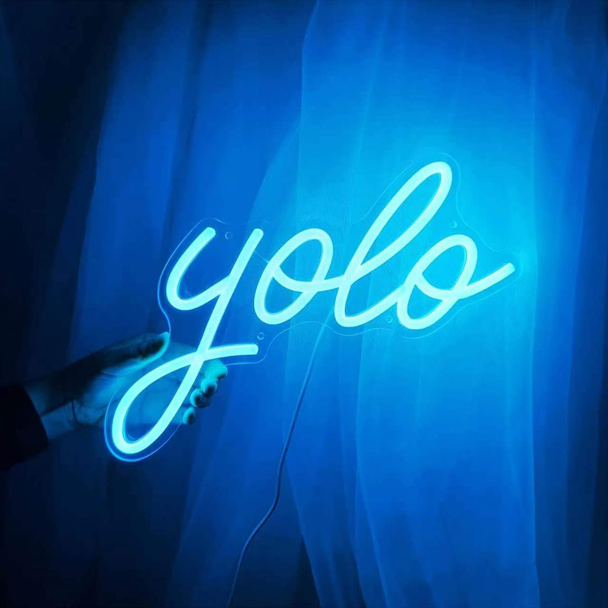 Letrero de neón Yolo para decoración de pared, luz de neón alimentada por USB con atenuador, luces de neón Yolo para dormitorio, oficina