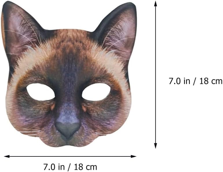 Abaodam 2 máscaras realistas de gatos, animales de media cara, de atigrado, suministros para fiesta de disfraces de Halloween (marrón, blanco)