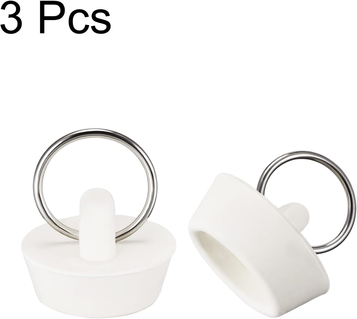 uxcell Tapón de goma para fregadero, tapón de drenaje blanco para drenaje de 1 a 1 18 pulgadas con anillo colgante para bañera, cocina y baño, 3