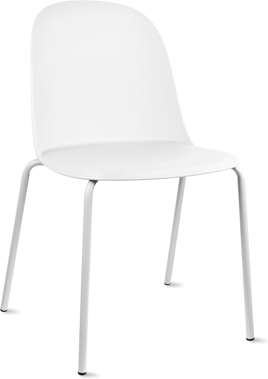 2xhome Juego de 4 sillas apilables contemporáneas modernas de comedor de cocina moldeadas de plástico sin brazos con parte trasera curvada forma