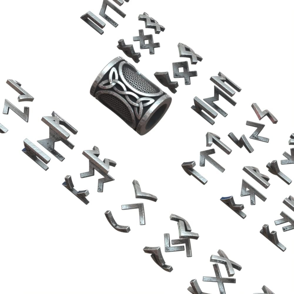 21 cuentas de runas individuales U Water Rain Norse Vikings Runes para barbas, cabello, paracord colgantes y pulseras DIY