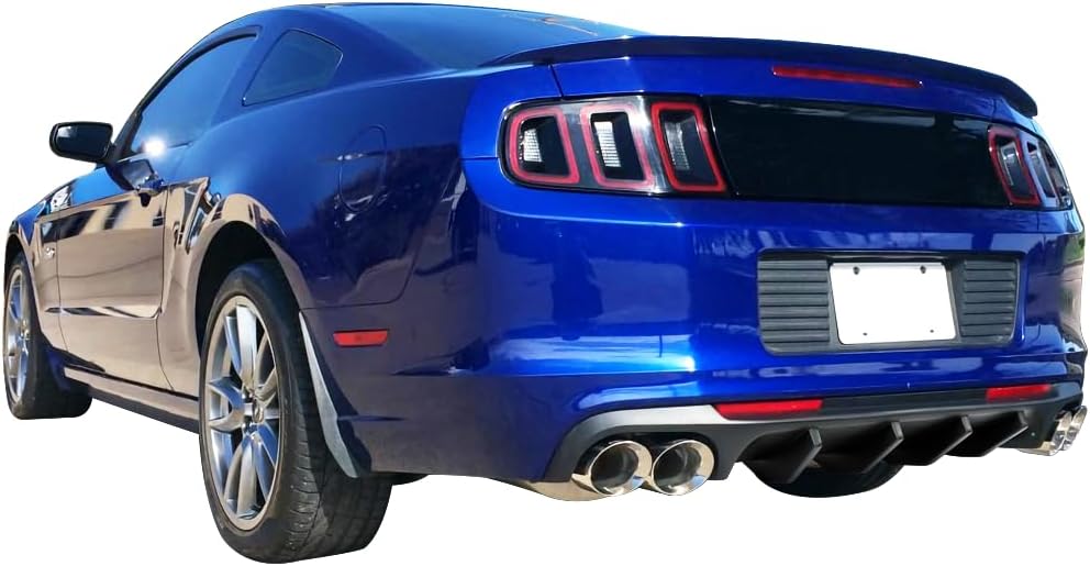 Difusor de parachoques trasero compatible con Ford Mustang 2013-2014, Shelby V2 estilo difusor de parachoques trasero inferior PP sin pintar negro