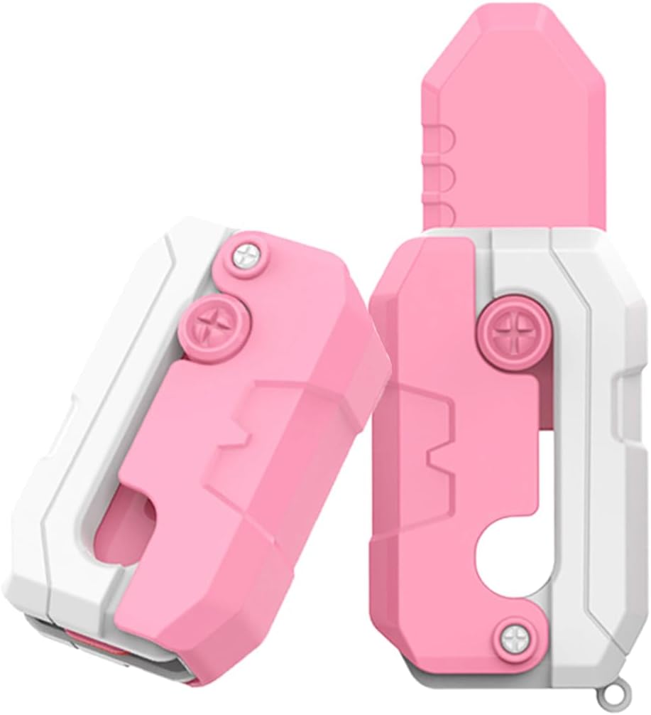 Daidaiwo Seguro y divertido! Cuchillo de rábano 3D Fidget 2023, un juguete seguro y entretenido para aliviar el estrés (rosa y blanco)