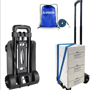 Camión de mano plegable, carrito de equipaje resistente de 270 libras con cuerda elástica y mochila con cordón, carrito de plataforma portátil con 4 Camión de mano plegable, carrito de equipaje resistente de 270 libras con cuerda elástica y mochila con cordón, carrito de plataforma portátil con 4