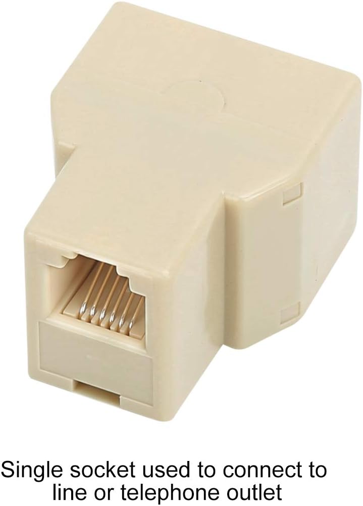 Uvital RJ12 6P6C 1 hembra a 2 divisores de línea telefónica hembra, conector y separador de cable de teléfono fijo (amarillo, paquete de 4)