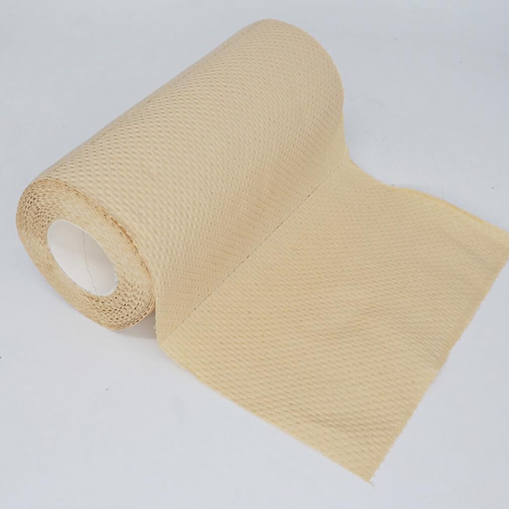 Papel de cocina 2 rollos de papel higiénico para limpiar las manos, papel higiénico para cocina, papel absorbente de aceite, color marrón claro,