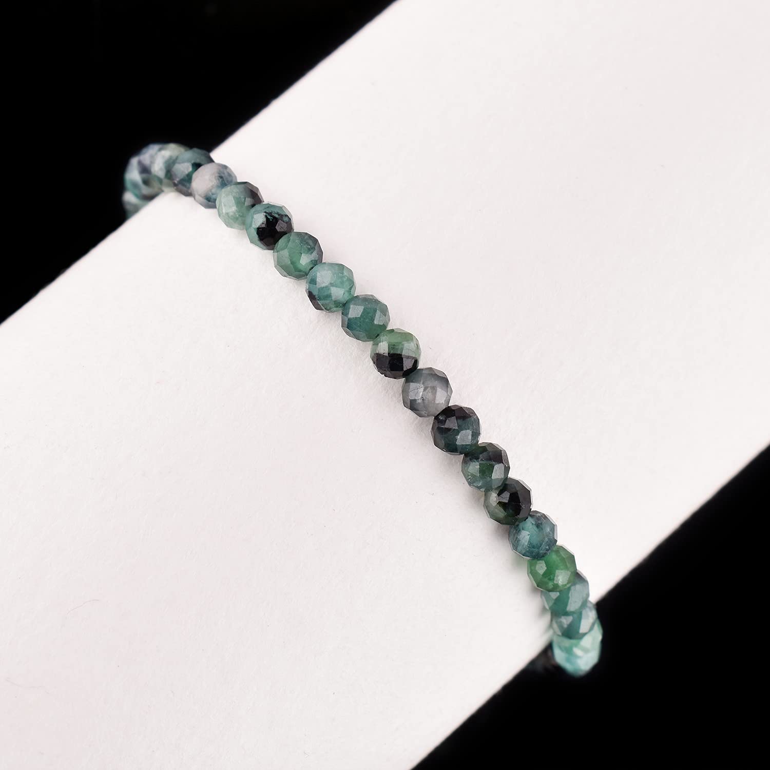 Pulsera chapada en rodio de plata de ley 925 con delicada turmalina indicolita natural hecha a mano con cuentas y piedra natal natural, regalo para