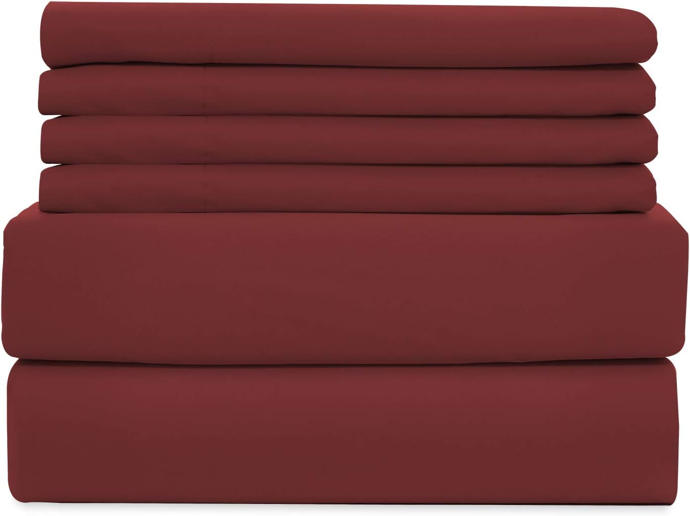 Soft Bedding – Juego de sábanas de 6 piezas, 1800 hilos, bolsillo profundo, resistente a las arrugas y a la decoloración, color borgoña, tamaño