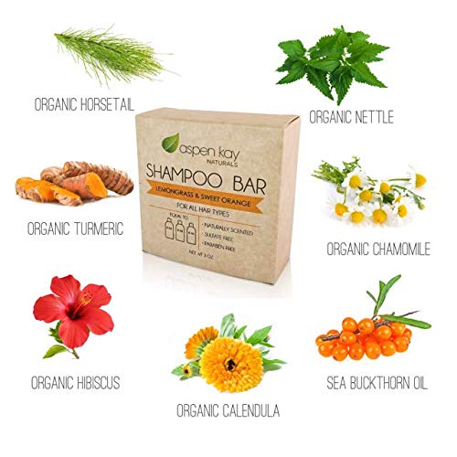 Barra de champú sólida, hecha con ingredientes naturales y orgánicos, sin sulfatos, libre de crueldad animal y vegano, para todo tipo de cabello,