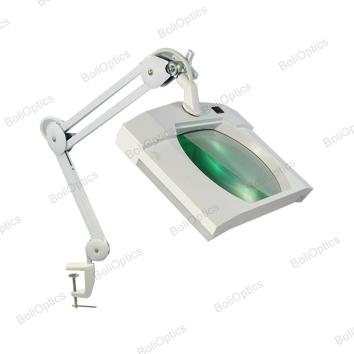 BoliOptics (Lente de vidrio) Lupa LED con luz, 5 dioptrías 2.25X, lente de vidrio de 7 x 6 pulgadas, brazo ajustable manos libres con abrazadera