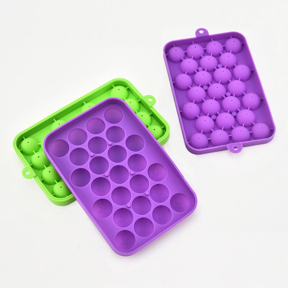 Lesunsul Bandeja de hielo, bandejas de hielo redondas, paquete de 2 bandejas de hielo pequeñas redondas, bandejas de silicona para bolas de hielo,