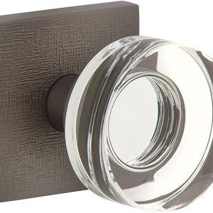 Viaggio Quadrato – Roseta de lino doble con pomo de cristal Circolo en gris titanio Viaggio Quadrato – Roseta de lino doble con pomo de cristal Circolo en gris titanio