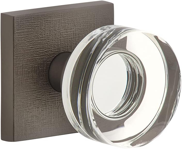 Viaggio Quadrato – Roseta de lino doble con pomo de cristal Circolo en gris titanio