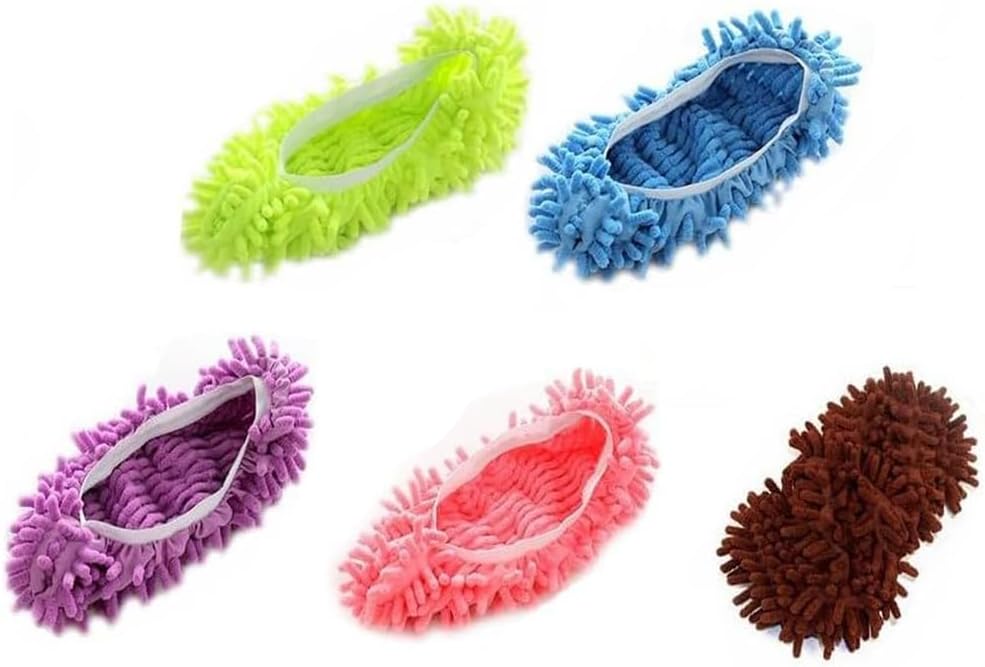 HomeSoGood 5 pares (10 piezas) de paño de limpieza para mopa y zapatos, pantuflas de microfibra para casa, cocina, oficina