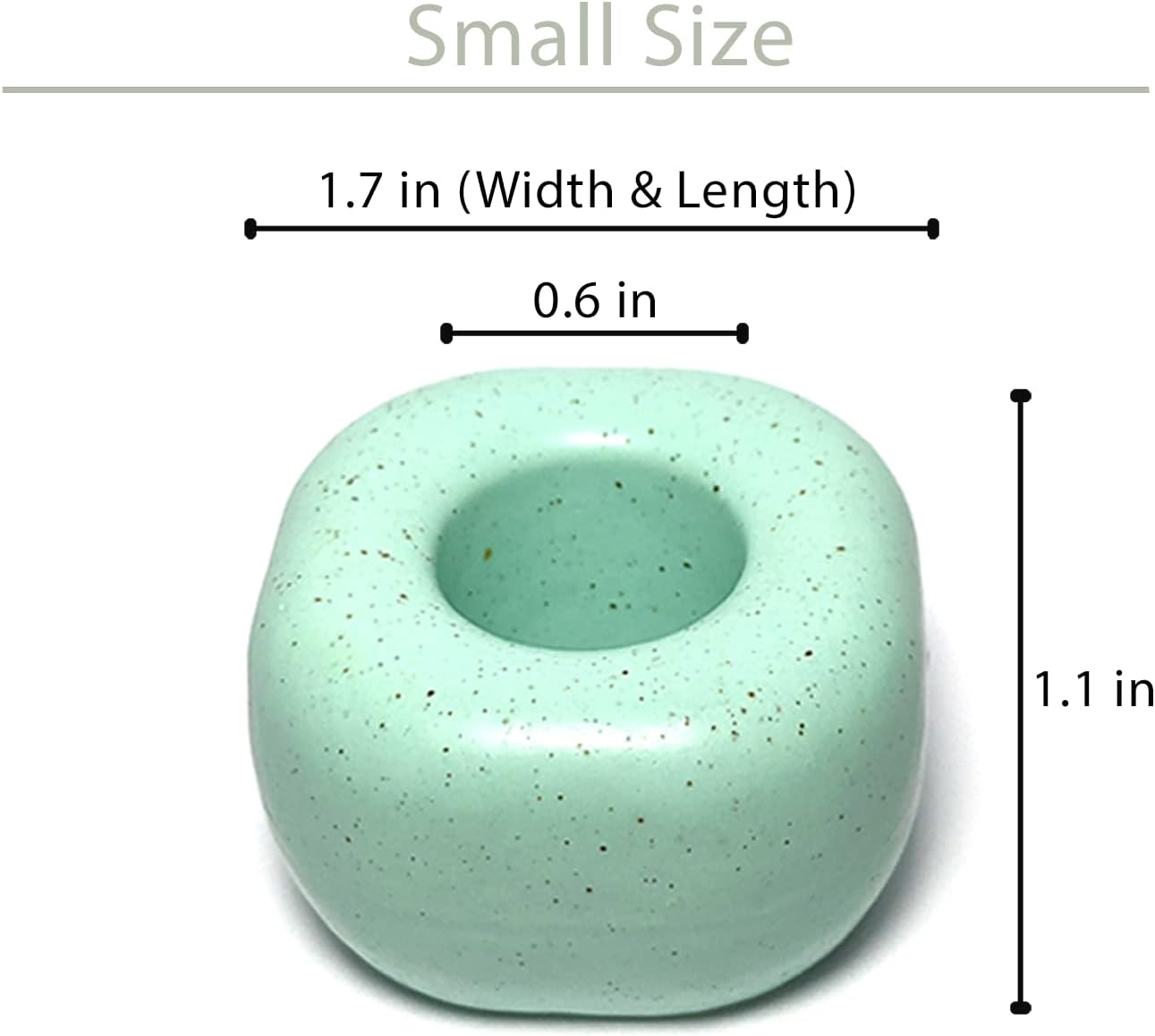Mini soporte para cepillo de dientes, cerámica mate, anillo cuadrado pequeño y compacto, secado rápido, verde, paquete de 2
