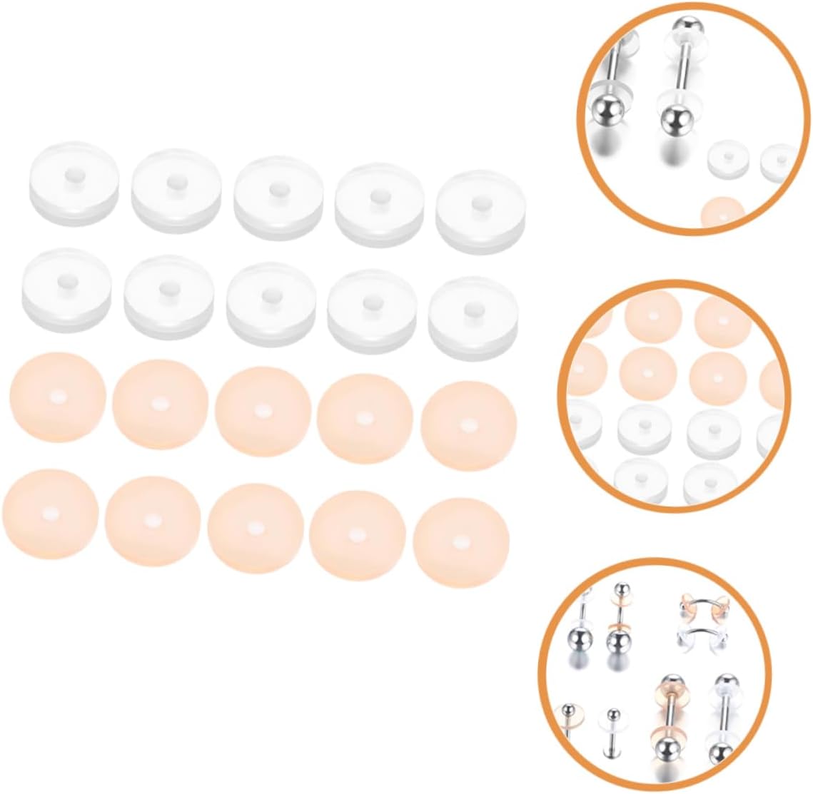 EXCEART 20 unids Junta invisible de silicona pendientes de silicona pendientes transparentes almohadillas de disco de silicona Piercing disco