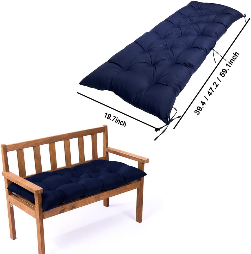 Shapeazy – Cojín de banco impermeable para exteriores e interiores, almohadillas antideslizantes con lazos, cojín de tatami, cojines de banco para