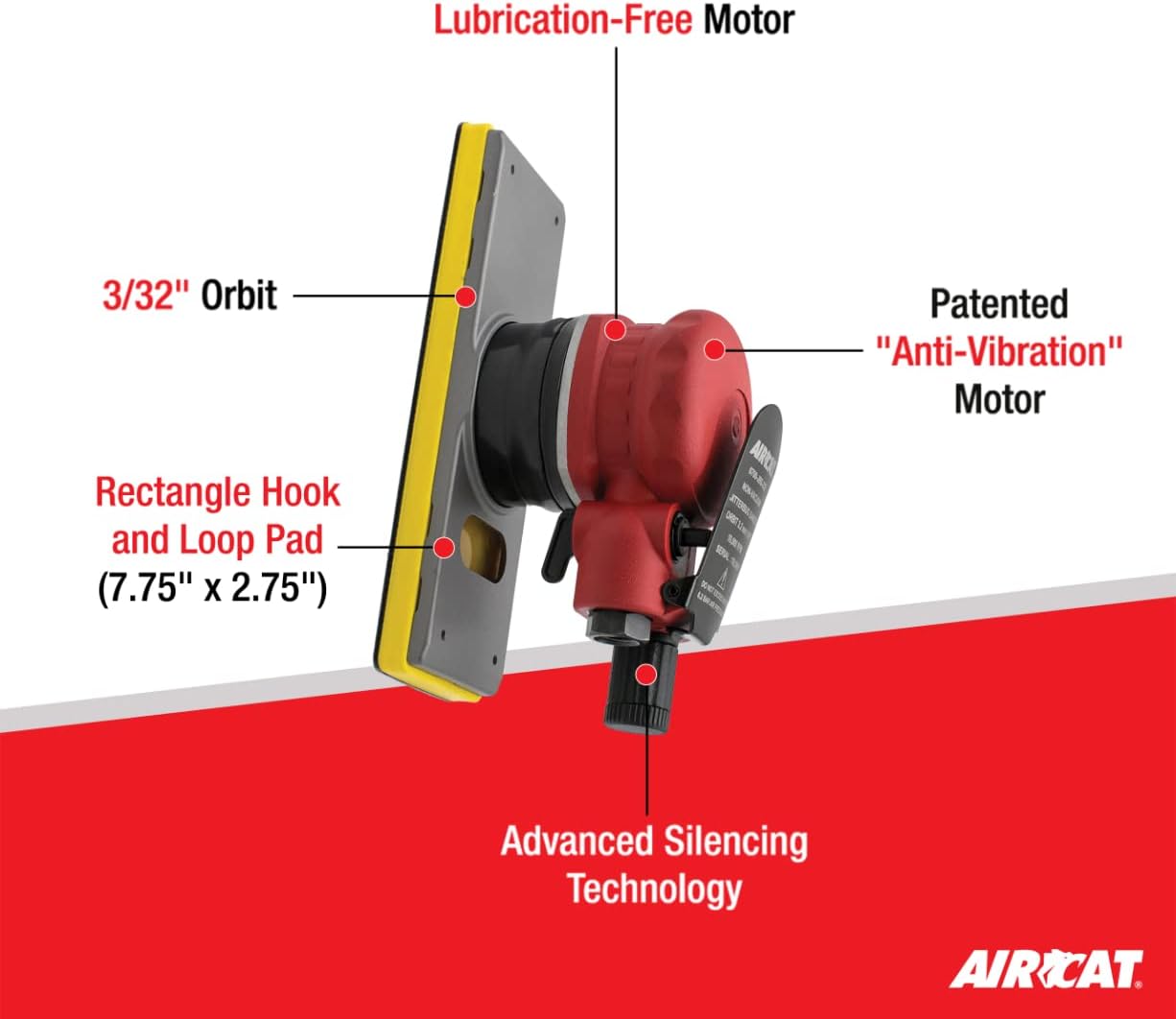 AIRCAT Herramientas neumáticas 6700-JBS-332 Lijadora Jitterbug, órbita de 332 pulgadas, 10,000 RPM