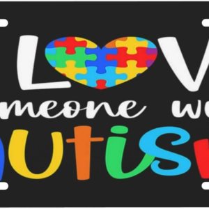 Placa de matrícula retro con texto en inglés “I Love Someone with Autismo”, placa de metal para automóvil, decoración del hogar para mujeres y Placa de matrícula retro con texto en inglés “I Love Someone with Autismo”, placa de metal para automóvil, decoración del hogar para mujeres y