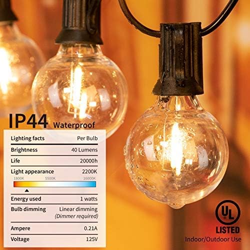 Bombillas LED G40 de repuesto de 1 W, bombilla de globo inastillable para enchufes E12 o C7, bombillas regulables de 1.5 pulgadas, blanco cálido