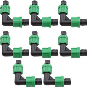 Riego por goteo Accesorios de codo de 90 grados Conectores universales de acoplamiento en forma de L con bloqueo de púas para sistema de rociadores Riego por goteo Accesorios de codo de 90 grados Conectores universales de acoplamiento en forma de L con bloqueo de púas para sistema de rociadores