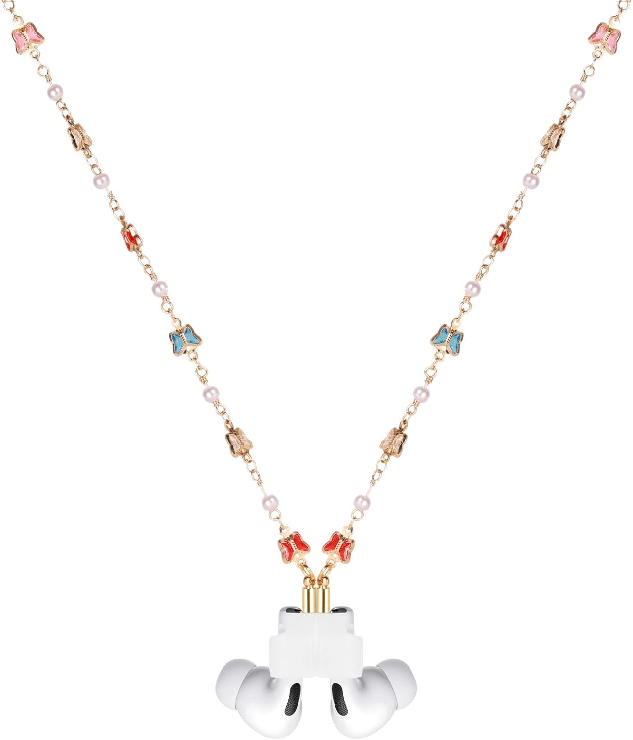 Cadena magnética antipérdida para mujer, cadena de cuentas de ojo dorado compatible con Airpods Pro, 1,2 3