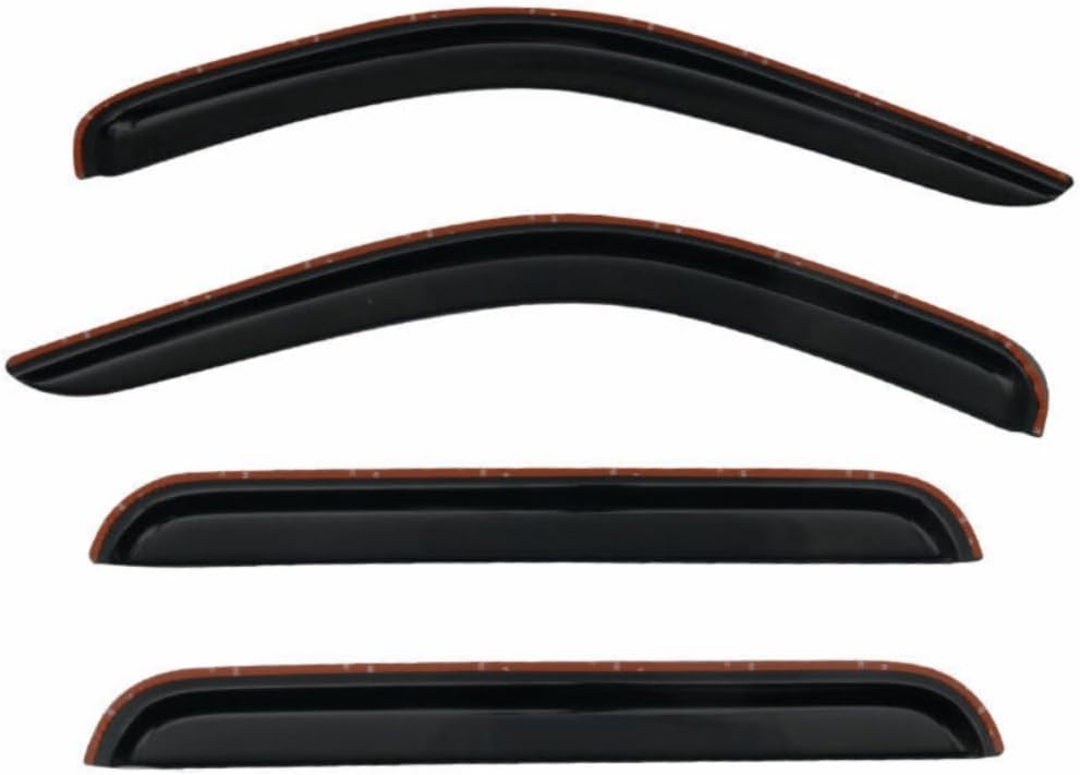 4pcs Sun Rain Guard Window Visors Front Rear Left Driver Right Passenger Upper Side Tape On External Window Style Acrylic Smoke Tinted Crew Cab