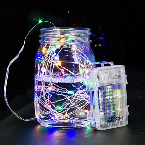4 luces de hadas que funcionan con pilas, 8 modos de iluminación, 50 LED, 16.4 pies, cadena de luces de alambre plateado, función de temporizador y
