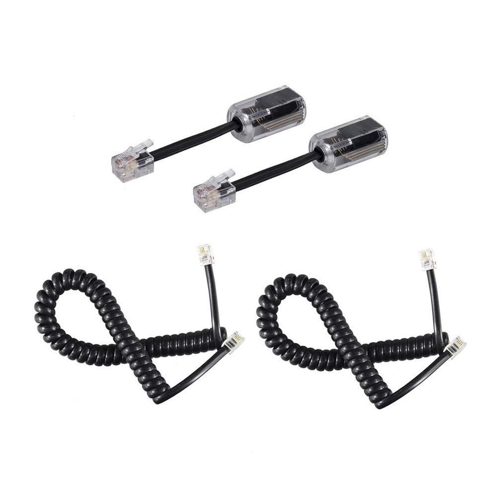 2 juegos de cables desenredantes de teléfono para teléfono, 2 unidades de cable de línea fija de 360 grados giratorioantienredos y 2 cables de