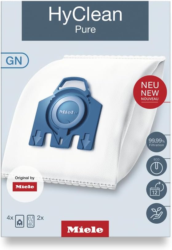 Miele HyClean 3 D Efficiency GN – Bolsa para aspiradora, 4 unidades (paquete de 1), color blanco