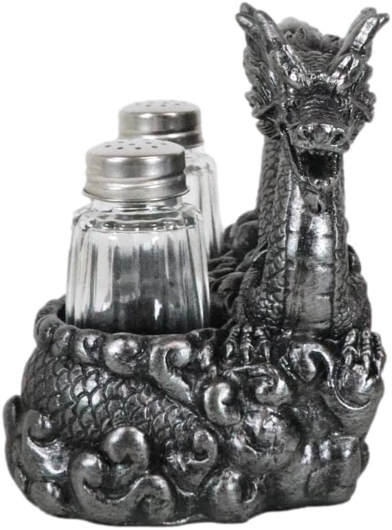 Ebros Gift Heavenly Spice – Juego de saleros y pimenteros semimetálicos de colores orientales, góticos orientales, monta sobre las nubes, 6.25