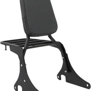 Asiento trasero de motocicleta negro respaldo Sissy Bar respaldo compatible para Kawasaki Vulcan 400 VN400 vulcan 800 VN800 Asiento trasero de motocicleta negro respaldo Sissy Bar respaldo compatible para Kawasaki Vulcan 400 VN400 vulcan 800 VN800