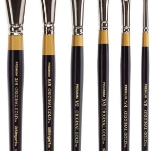 KINGART Original Gold 9800 – Juego de pinceles para pintar, multimedia de Taklon dorado, herramientas de pintura para óleo, acrílico, acuarela y KINGART Original Gold 9800 – Juego de pinceles para pintar, multimedia de Taklon dorado, herramientas de pintura para óleo, acrílico, acuarela y
