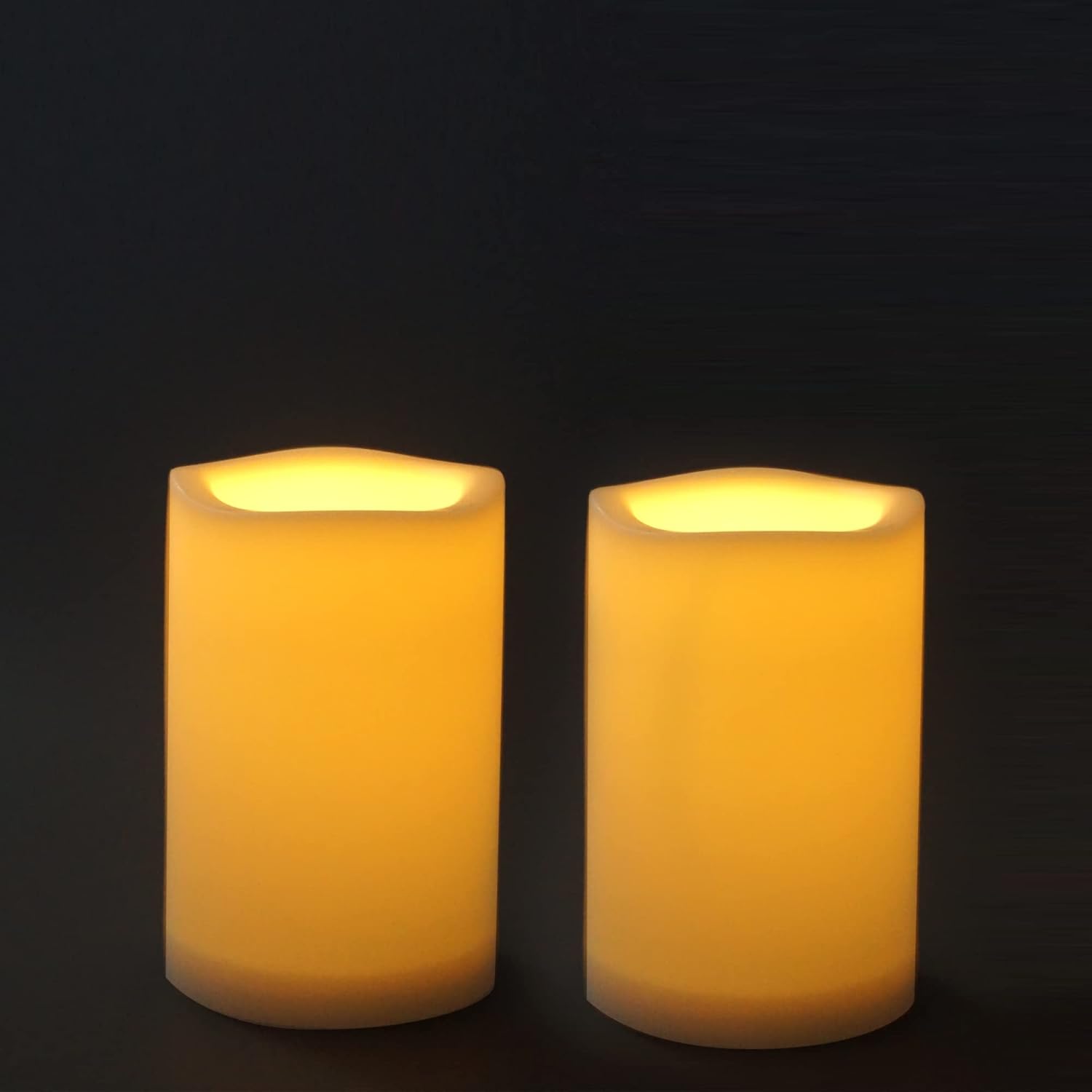 Velas LED de 4 x 6 pulgadas sin llama para exteriores, funciona con pilas, luces de plástico parpadeantes con temporizador para decoración del