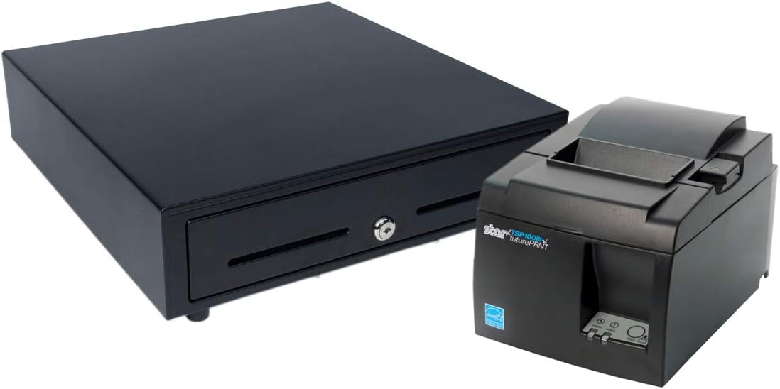Star Micronics Paquete TSP143IIILAN – Impresora térmica de recibos Ethernet (LAN) con cajón de efectivo de 4 billetes5 monedas de 13 x 13 pulgadas