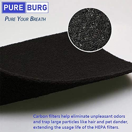PUREBURG Paquete de 2 filtros de repuesto H13 True HEPA de alta eficiencia (con 6 prefiltros de carbono) compatible con Purafide XP280 purificador