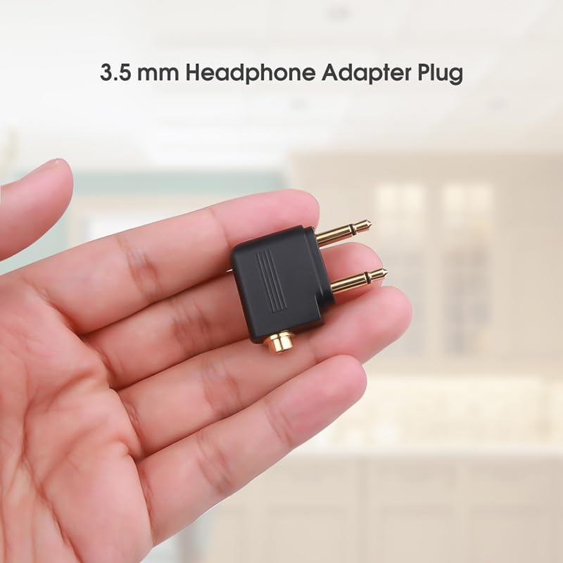 Adaptador de auriculares de avión, adaptador de auriculares de vuelo de 0.138 in, conector de auriculares dual chapado en oro, dos conectores de