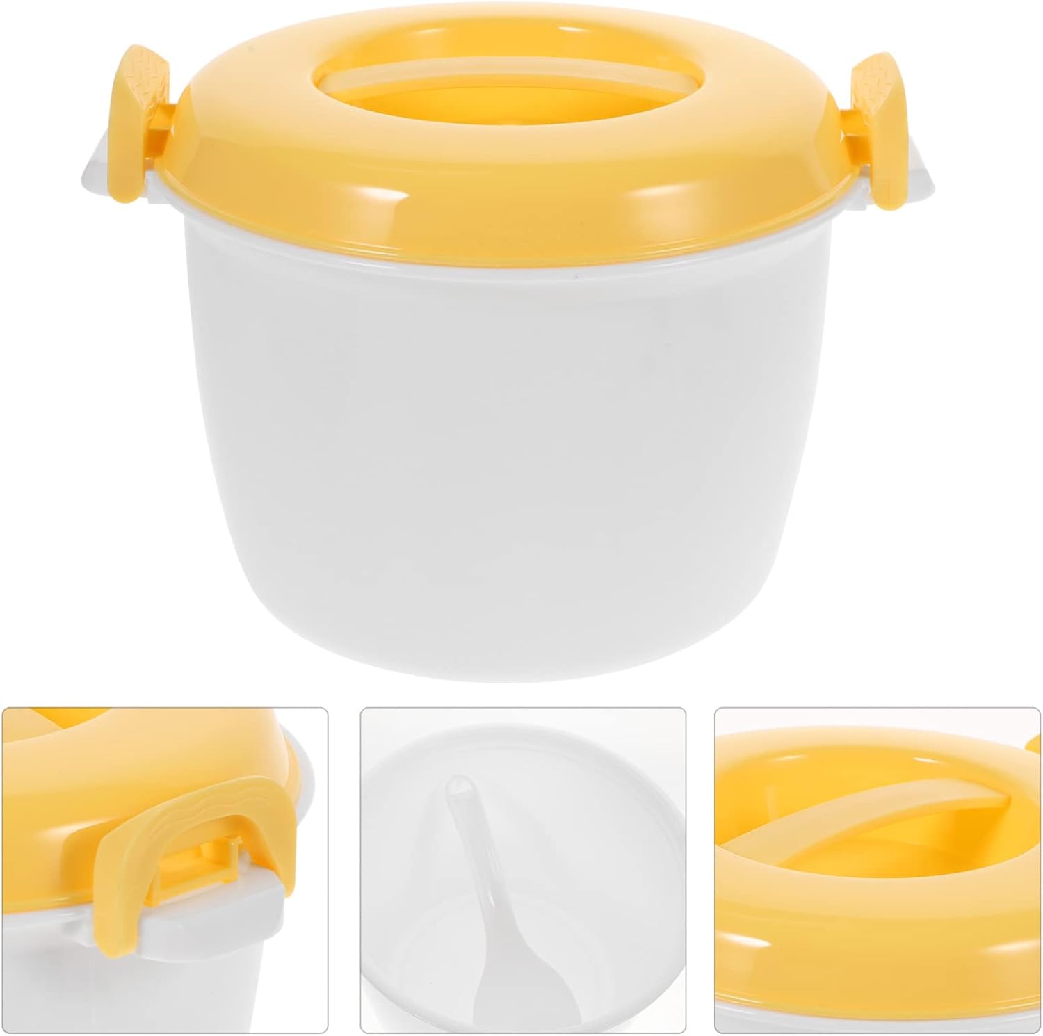 Hemoton Mini vaporizador para microondas, olla arrocera para microondas, olla de vapor de alimentos, recipiente de vapor con tapa, utensilios de