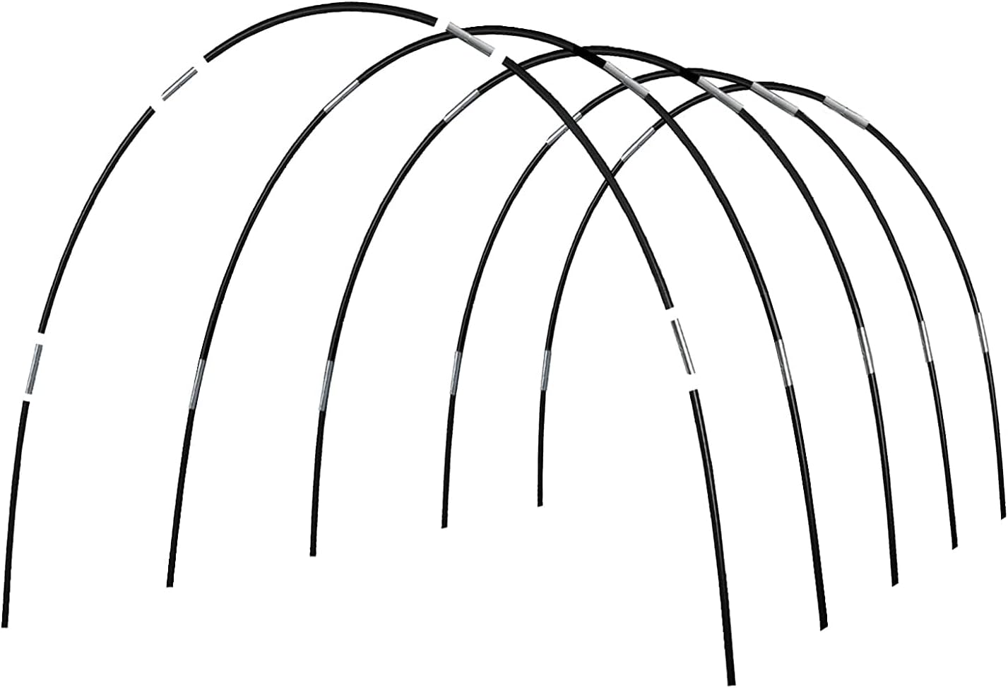 Aros de jardín, túnel de cultivo, 6 juegos de aros de invernadero de 7 pies para camas elevadas, marco de fibra de vidrio inoxidable para red de