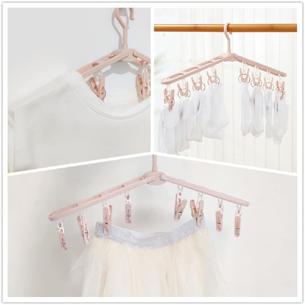 Perchas plegables de viaje para ropa con clips, estantes de secado de ropa, calcetines de lencería de plástico antideslizante para faldas, perchas