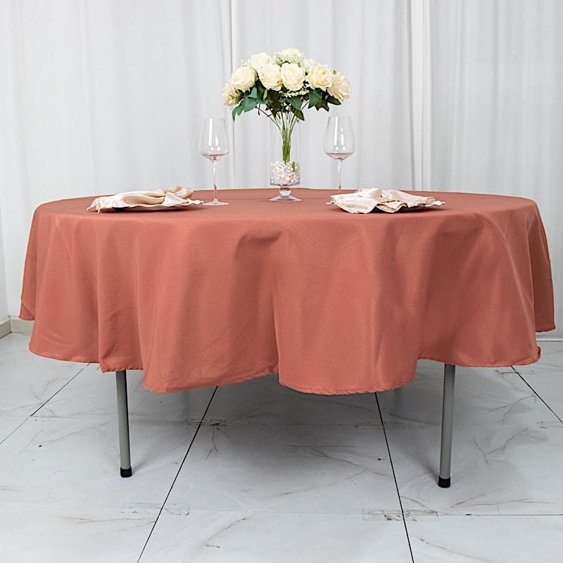 Balsa Circle Mantel redondo de poliéster de 90 pulgadas, color terracota de alta calidad, para bodas, fiestas, banquetes, recepciones, eventos,