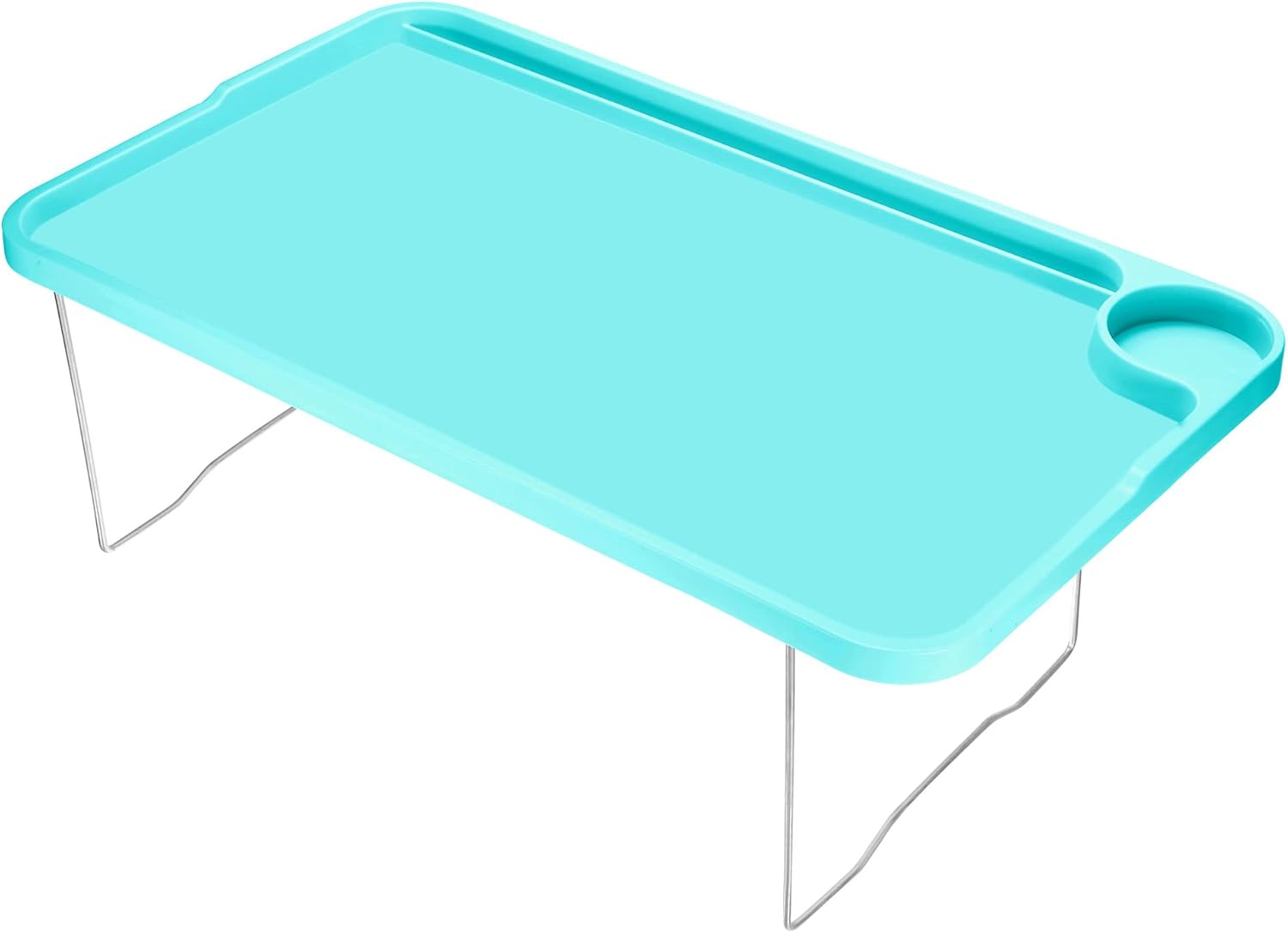 PATIKIL Bandeja de desayuno, bandejas de cama con patas plegables, plato reutilizable para servir portátil, escritorio para comer, azul