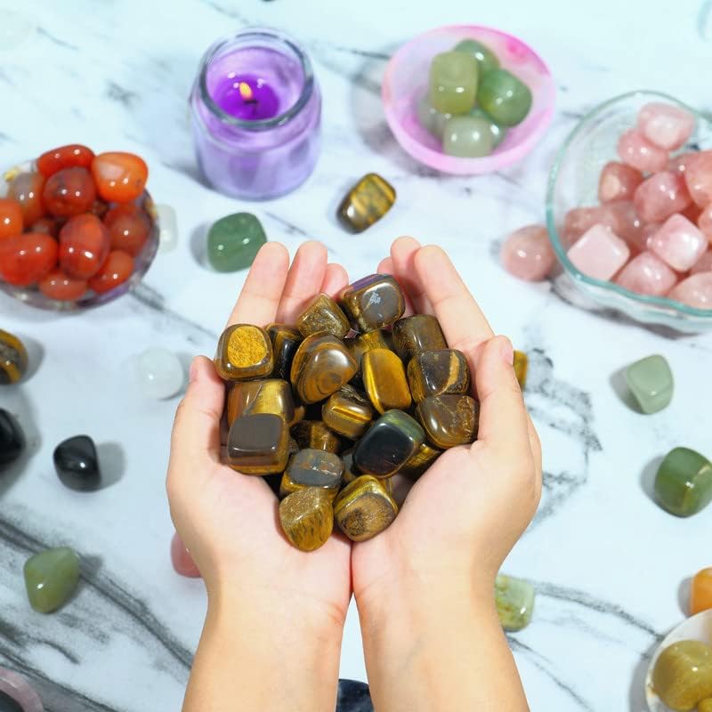 Juego de piedras pulidas de 1 libra, cristales y piedras curativas, piedras preciosas y cristales, piedras pulidas y cristales a granel, piedras