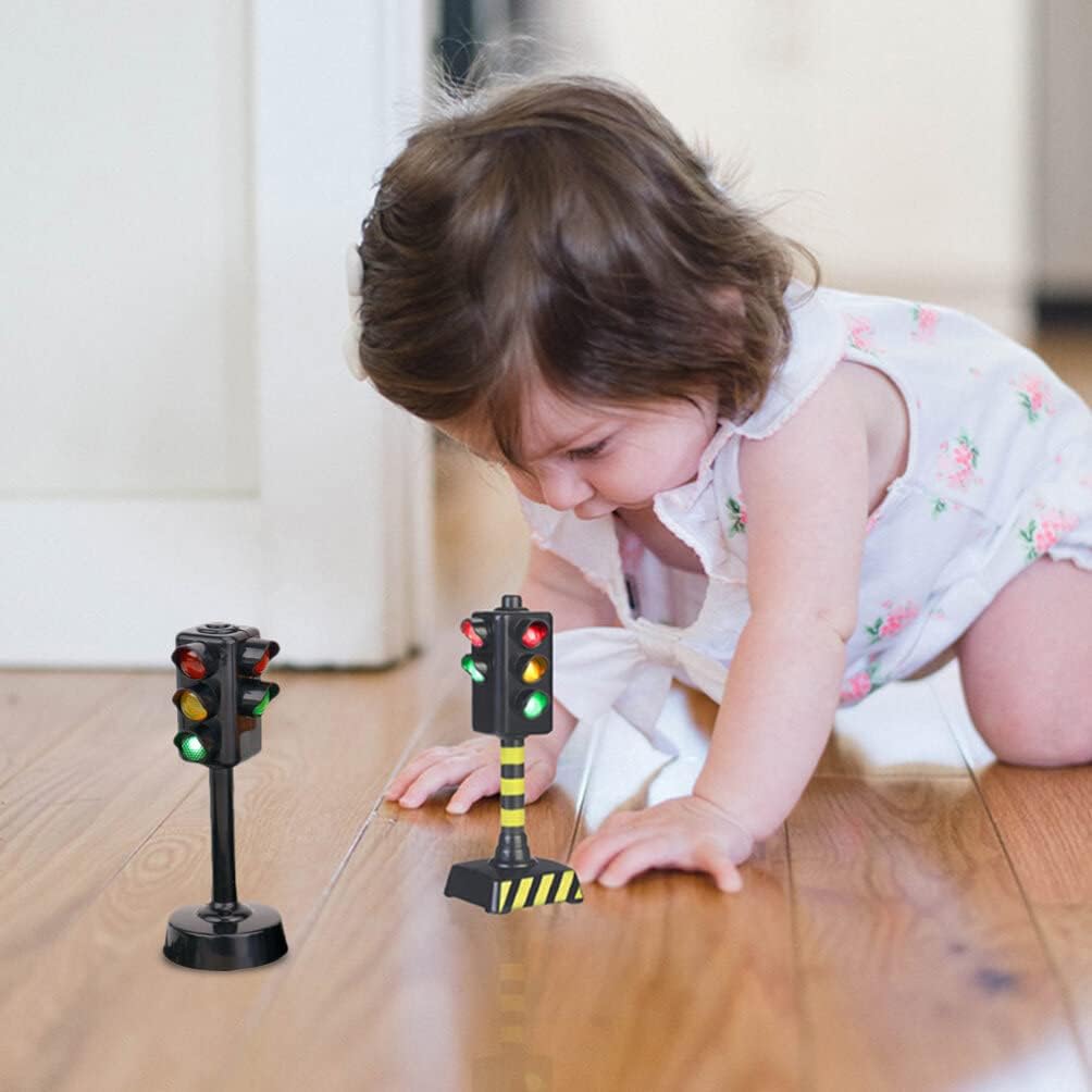 STOBOK Luces de tráfico, 3 piezas de 1.8×1.8×4.3 in Señales de tráfico de juguete DIY Señales de tráfico Modelo Juguetes Niños Juguete de semáforo